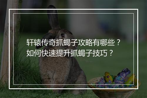 轩辕传奇抓蝎子攻略有哪些？如何快速提升抓蝎子技巧？