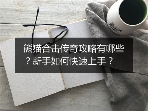 熊猫合击传奇攻略有哪些？新手如何快速上手？