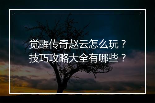 觉醒传奇赵云怎么玩？技巧攻略大全有哪些？