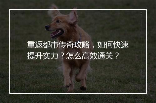 重返都市传奇攻略，如何快速提升实力？怎么高效通关？