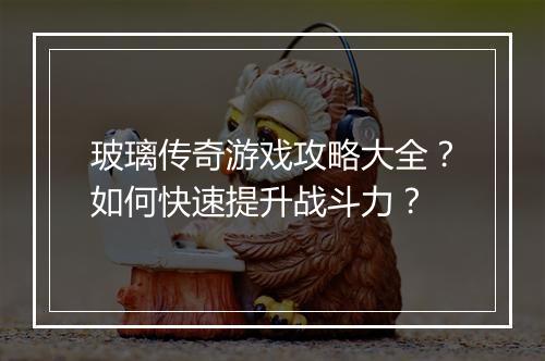 玻璃传奇游戏攻略大全？如何快速提升战斗力？