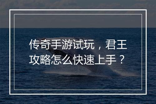 传奇手游试玩，君王攻略怎么快速上手？