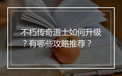 不朽传奇道士如何升级？有哪些攻略推荐？