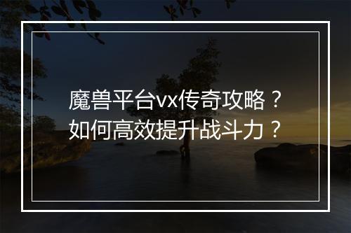 魔兽平台vx传奇攻略？如何高效提升战斗力？