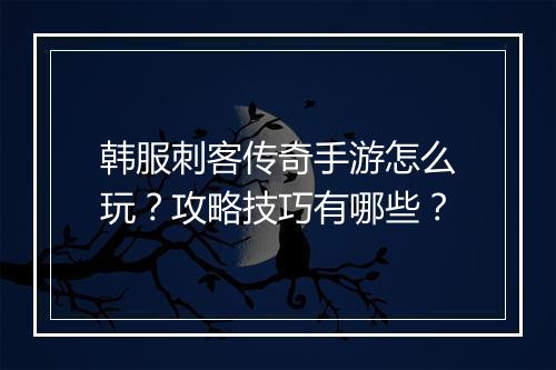 韩服刺客传奇手游怎么玩？攻略技巧有哪些？