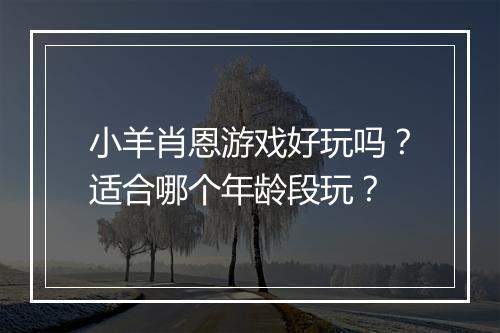 小羊肖恩游戏好玩吗？适合哪个年龄段玩？