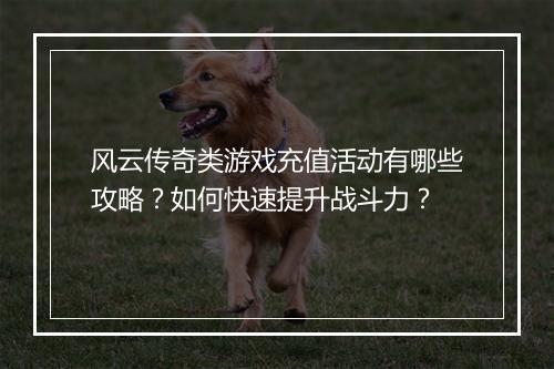 风云传奇类游戏充值活动有哪些攻略？如何快速提升战斗力？