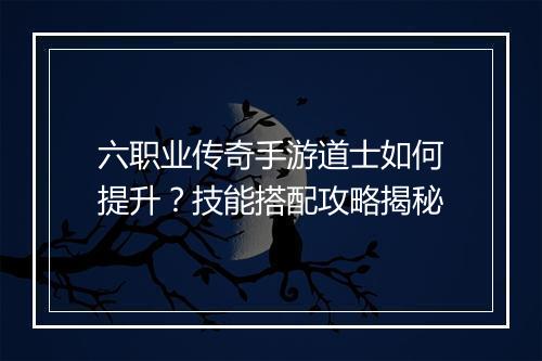 六职业传奇手游道士如何提升？技能搭配攻略揭秘