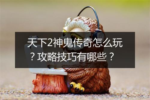 天下2神鬼传奇怎么玩？攻略技巧有哪些？