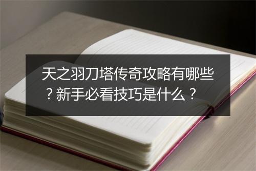 天之羽刀塔传奇攻略有哪些？新手必看技巧是什么？