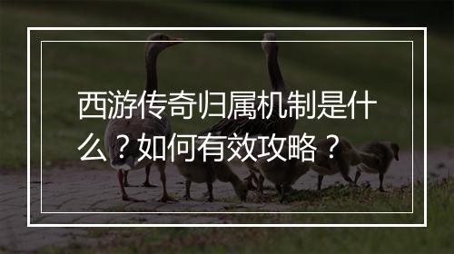 西游传奇归属机制是什么？如何有效攻略？