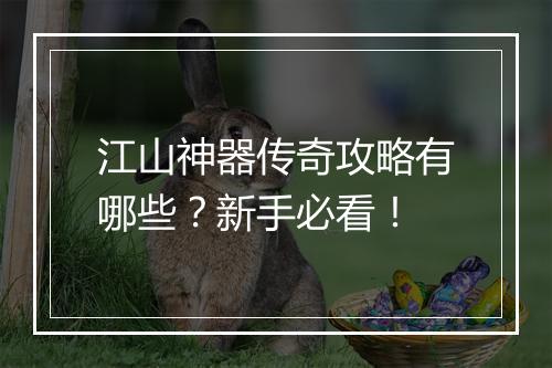 江山神器传奇攻略有哪些？新手必看！