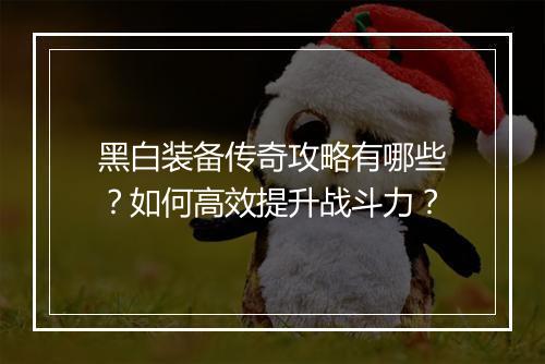 黑白装备传奇攻略有哪些？如何高效提升战斗力？