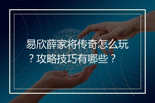 易欣薛家将传奇怎么玩？攻略技巧有哪些？