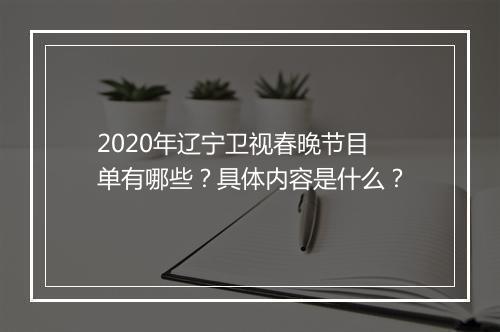 2020年辽宁卫视春晚节目单有哪些？具体内容是什么？
