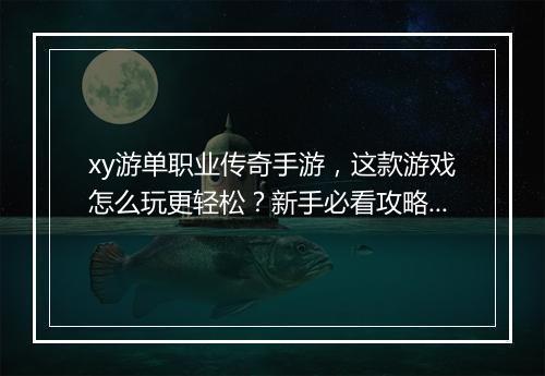 xy游单职业传奇手游，这款游戏怎么玩更轻松？新手必看攻略！