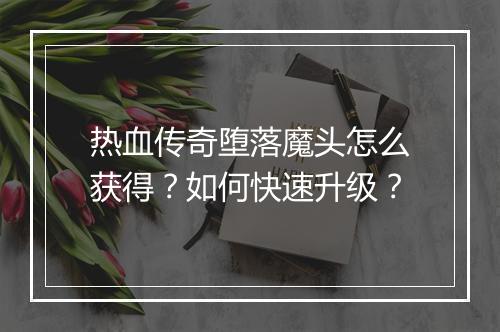 热血传奇堕落魔头怎么获得？如何快速升级？