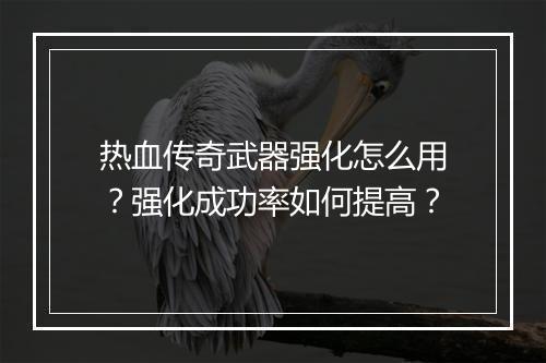 热血传奇武器强化怎么用？强化成功率如何提高？