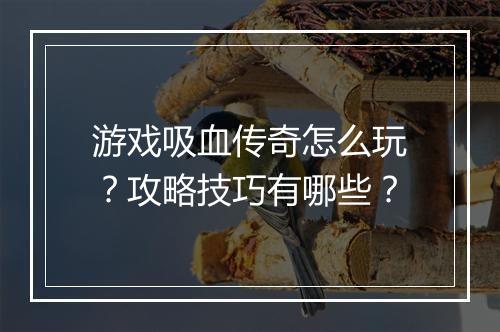 游戏吸血传奇怎么玩？攻略技巧有哪些？