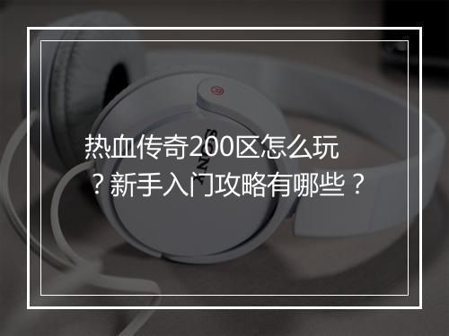 热血传奇200区怎么玩？新手入门攻略有哪些？