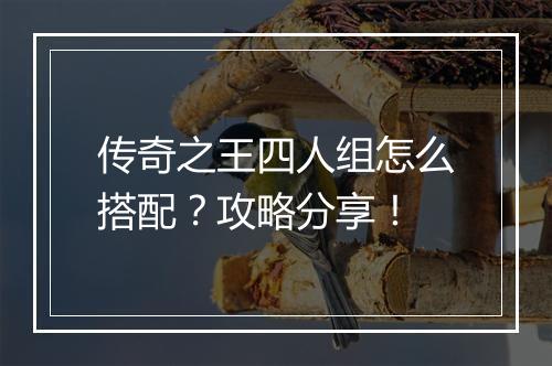 传奇之王四人组怎么搭配？攻略分享！