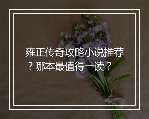 雍正传奇攻略小说推荐？哪本最值得一读？