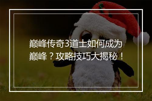 巅峰传奇3道士如何成为巅峰？攻略技巧大揭秘！