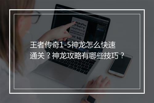 王者传奇1-5神龙怎么快速通关？神龙攻略有哪些技巧？