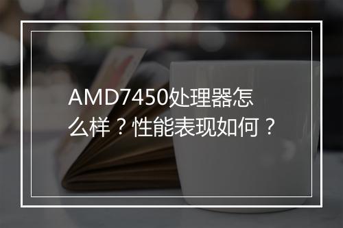 AMD7450处理器怎么样？性能表现如何？