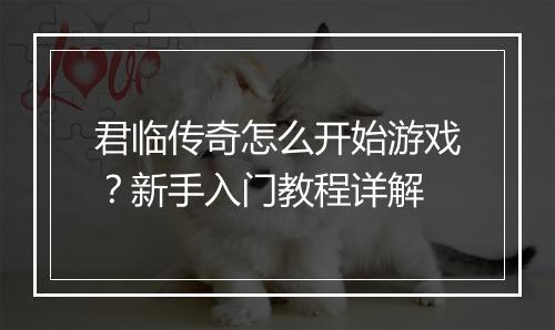 君临传奇怎么开始游戏？新手入门教程详解