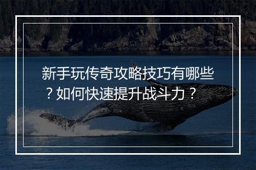新手玩传奇攻略技巧有哪些？如何快速提升战斗力？