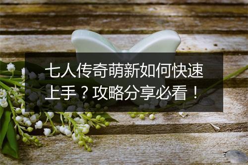 七人传奇萌新如何快速上手？攻略分享必看！