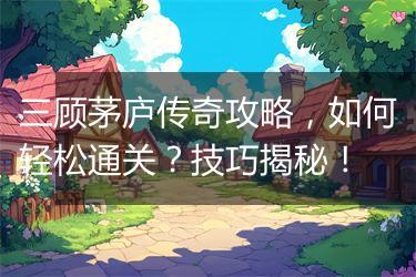 三顾茅庐传奇攻略，如何轻松通关？技巧揭秘！