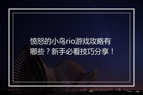 愤怒的小鸟rio游戏攻略有哪些？新手必看技巧分享！