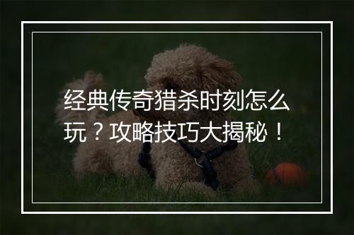 经典传奇猎杀时刻怎么玩？攻略技巧大揭秘！