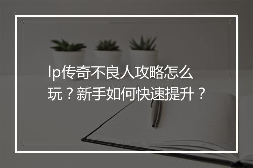 lp传奇不良人攻略怎么玩？新手如何快速提升？