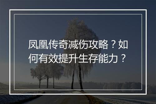 凤凰传奇减伤攻略？如何有效提升生存能力？
