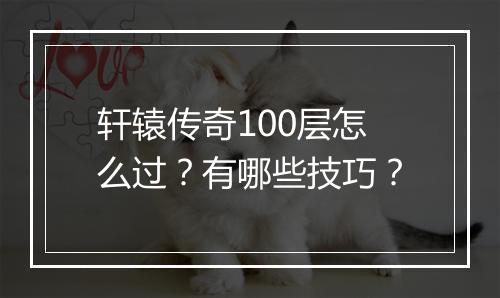 轩辕传奇100层怎么过？有哪些技巧？