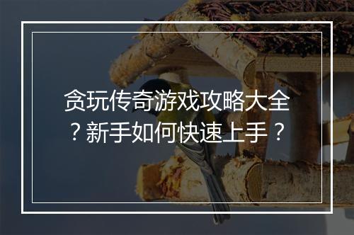 贪玩传奇游戏攻略大全？新手如何快速上手？