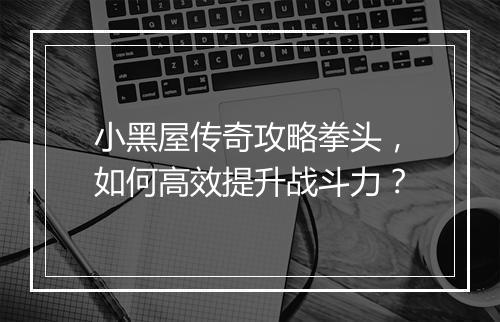 小黑屋传奇攻略拳头，如何高效提升战斗力？