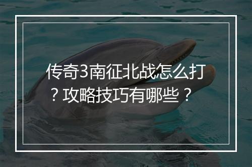 传奇3南征北战怎么打？攻略技巧有哪些？