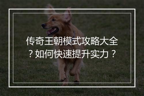 传奇王朝模式攻略大全？如何快速提升实力？