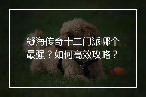 凝海传奇十二门派哪个最强？如何高效攻略？