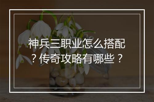 神兵三职业怎么搭配？传奇攻略有哪些？