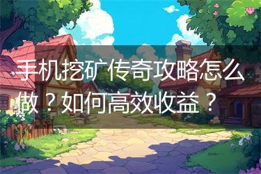 手机挖矿传奇攻略怎么做？如何高效收益？