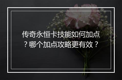 传奇永恒卡技能如何加点？哪个加点攻略更有效？