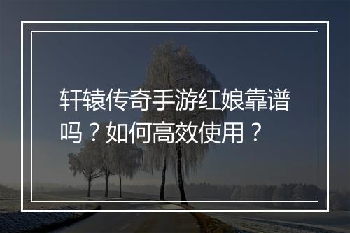 轩辕传奇手游红娘靠谱吗？如何高效使用？