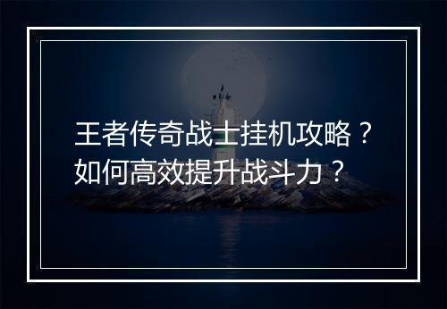 王者传奇战士挂机攻略？如何高效提升战斗力？