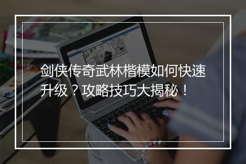 剑侠传奇武林楷模如何快速升级？攻略技巧大揭秘！