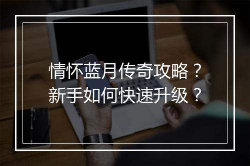 情怀蓝月传奇攻略？新手如何快速升级？
